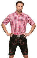 Trachten Lederhose mit Gürtel Albin schwarz rot