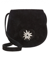 Trachten Ledertasche TA30340 Herz Edelweiss,  schwarz