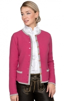 Trachten Strickjacke Caro Softstrick fuchsia-hellgrau