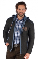 Trachten Strickjacke DAKAR Hoodie dunkel grau blau
