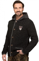 Trachten Strickjacke INGMAR mit Kapuze anthrazit