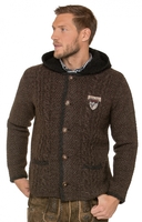 Trachten Strickjacke INGMAR mit Kapuze bison braun