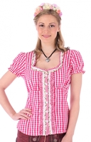 Trachtenbluse Ally Rüschenborte karo pink