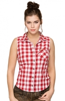 Trachtenbluse Blockkaro DALIA rot-weiss