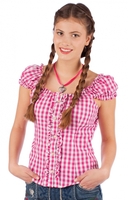 Trachtenbluse Blockkaro fuchsia