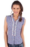 Trachtenbluse BOBI ohne Arm jeans blau