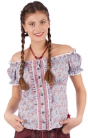 Trachtenbluse Carmenstil hellblau