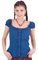 Trachtenbluse Herzchen blau