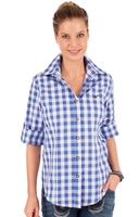 Trachtenbluse ISIDORA Blockkaro blau