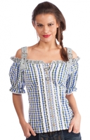 Trachtenbluse Miederbluse grün blau
