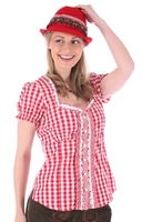 Trachtenbluse Rüschenborte karo rot