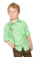 Trachtenhemd Kinder LEO Vichykaro apfel-weiss