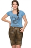 Trachtenlederhose CINDY kurz havanna antik-blau