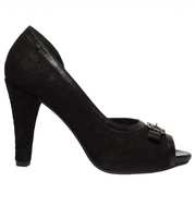 Trachtenpumps 6015 Velours bestickt schwarz