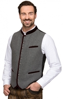 Trachtenweste Gilet Loden Samtblende ALONSO hellgrau-bordeaux