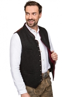 Trachtenweste Gilet Lodenweste CLEMENS anthrazit rot