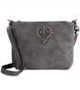 Wildleder Trachtentasche TA30540,  Metallherz,  grau