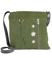 Wildledertasche mit Edelweiss,  oliv