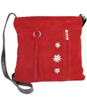 Wildledertasche mit Edelweiss,  rot