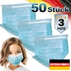 50er Satz Kinder Mund-Nasen-Schutz 3-lagig Mundschutz Gesichtsmaske für Kinder Blau