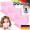 50er Satz Kinder Mund-Nasen-Schutz 3-lagig Mundschutz Gesichtsmaske für Kinder Pink