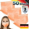 50er Satz Mundschutz Atemschutzmaske Mund-Nasen-Schutz 3-lagig Schutzmaske Orange