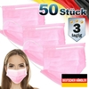 50er Satz Mundschutz Atemschutzmaske Mund-Nasen-Schutz 3-lagig Schutzmaske Rosa