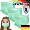 50er Satz Mundschutz Atemschutzmaske Mund-Nasen-Schutz 3-lagig Schutzmaske Türkis