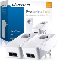 DEVOLO DLAN 550 duo+ Starter Kit Powerline (500 Mbit/s,  2x LAN,  integrierte Steckdose,  9297)