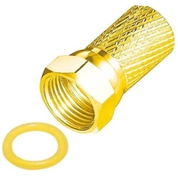 F-Stecker 7mm Breite Mutter Vergoldet mit Gummidichtung