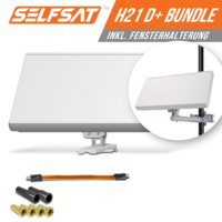 Selfsat H21D1+ 1 TV Teilnehmer SAT Flachantenne FLAT + profi Fensterdurchführung FULL HD