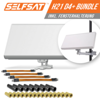 Selfsat H21D4+ 4 TV Teilnehmer SAT Flachantenne FLAT +profi Fensterdurchführung FULL HD