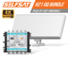 Selfsat H21DQ 32 TV Teilnehmer SAT Flachantenne FLAT + Unicable-Multiswitch FULL HD 4K