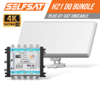 Selfsat H21DQ 32 TV Teilnehmer SAT Flachantenne FLAT + Unicable-Multiswitch FULL HD 4K