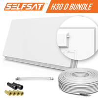 Selfsat H30D4+ 4 TV Teilnehmer SAT Flachantenne FLAT + Fensterdurchführung + Kabel FULL HD 4K