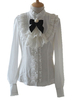 1 Lolita Hemd aus Chiffon mit langen Ärmeln in Weiß