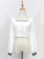 1 Lolita Hemd aus Polyester mit langen Ärmeln in Weiß