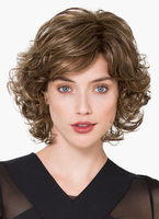 14 Zoll blonden Golden Highlights Damen trendige kurze geschweifte Faser Perücke