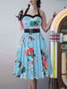 1950er Jahre Kostüm Pin Up Girl Vintage Kleid Blumendruck Rockabilly Kleid