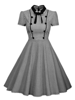 1950er Jahre Pin Up Girl Kostüm Kurzarm Vintage Kleid