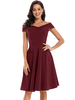1950er Jahre Vintage Kleid Bateau-Ausschnitt Offene Schulter Ärmelloses Polyester Midi Rockabilly Kleid Retro Kleid Retro