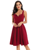 1950er Jahre Vintage Kleid Burgund ärmelloses V-Ausschnitt Polyester Rockabilly Kleid Retro Kleid