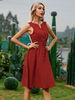 1950er Jahre Vintage Kleid Red Polka Dot Ärmelloses Rockabilly-Kleid mit V-Ausschnitt und Retro-Kleid