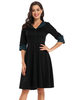 1950er Jahre Vintage Kleid schwarz zweifarbige halbe Ärmel V-Ausschnitt Rockabilly Kleid Retro-Kleid