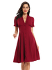 1950er Jahre Vintage Kleid V-Ausschnitt Kurze Ärmel Medium Swing Kleid Retro Kleid Swing