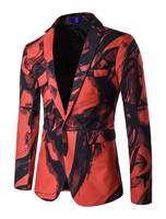 2020 Blazer Herren Casual Anzüge gemischten Baumwollen mit Print für Alltag im casualen Stil REGULAR FIT mit figurbetonendem Design und Umlegekragen