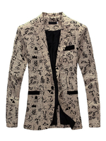2020 Blazer Herren Leinen mit Zickzack-Muster für Alltag im casualen Stil mit figurbetonendem Design und Umlegekragen für Herren