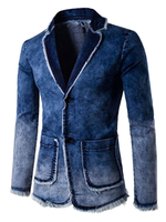 2020 Blazer Herren mit Farbblock in Blau REGULAR FIT mit Umlegekragen im casualen Stil Denim für Alltag und Herren