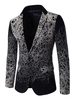 2020 Blazer Herren mit Print in Schwarz mit figurbetonendem Design REGULAR FIT und Umlegekragen im casualen Stil gemischten Baumwollen Casual Anzüge