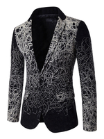 2020 Blazer Herren mit Print in Schwarz mit figurbetonendem Design REGULAR FIT und Umlegekragen im casualen Stil gemischten Baumwollen Casual Anzüge